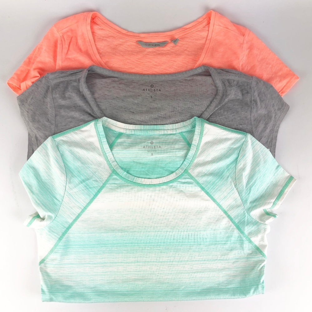 Athleta LOT of 3 Athletic Top Shirts Short Sleeve